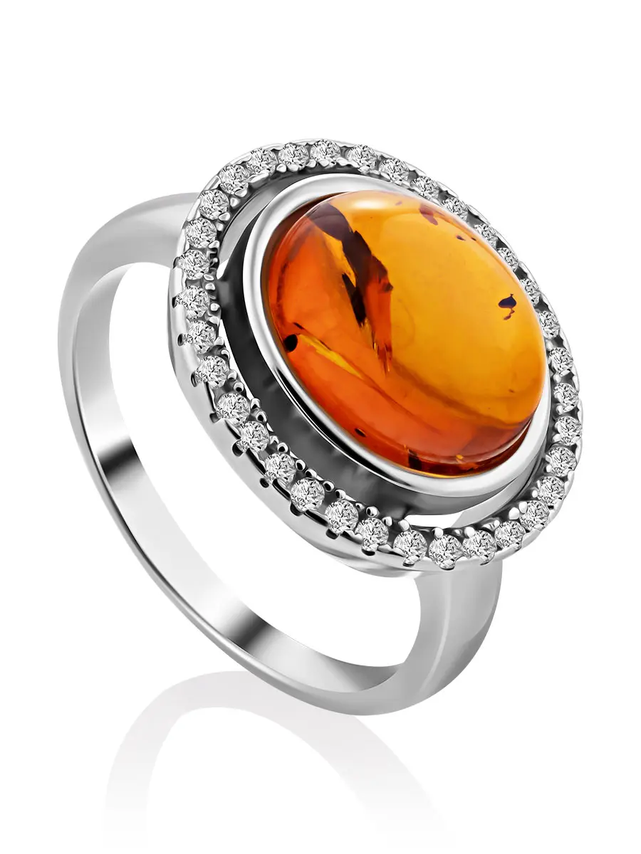 картинка Элегантное кольцо из коньячного янтаря «Ренессанс» в онлайн магазине
