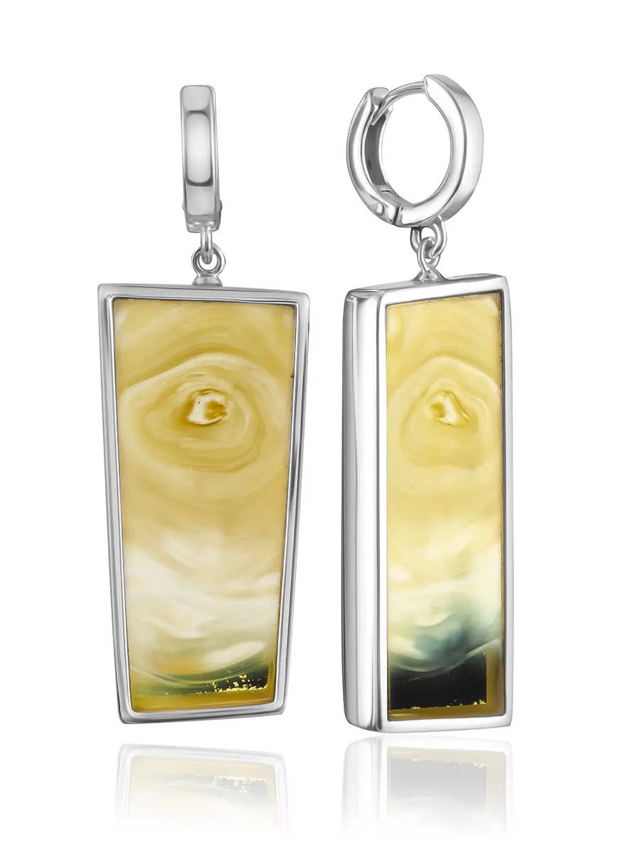 картинка Крупные эффектные серьги с янтарём с уникальной текстурой Palazzo в онлайн магазине