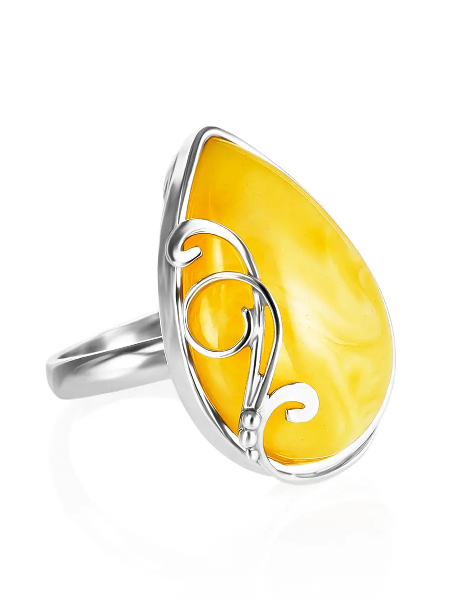 картинка Изящное кольцо «Риальто» из натурального балтийского янтаря и серебра в онлайн магазине
