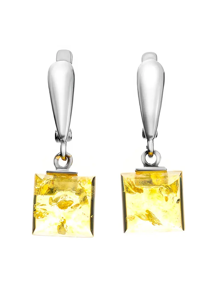 картинка Серьги «Овация» из серебра и натурального янтаря лимонного цвета в онлайн магазине