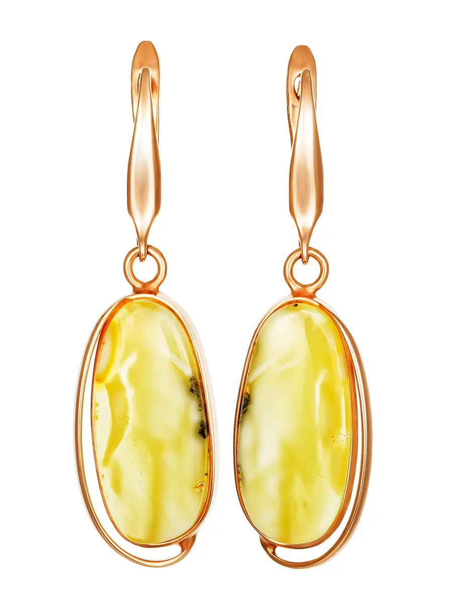 картинка Нежные серьги «Риальто» из золочёного серебра и натурального янтаря в онлайн магазине