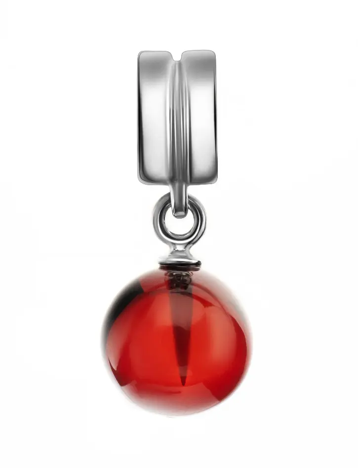 картинка Очаровательный шарм для браслета Pandora с подвеской из цельного янтаря в онлайн магазине