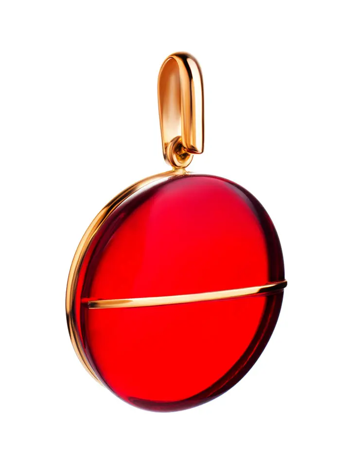 картинка Кулон круглой формы из красного янтаря «Сангрил» в онлайн магазине
