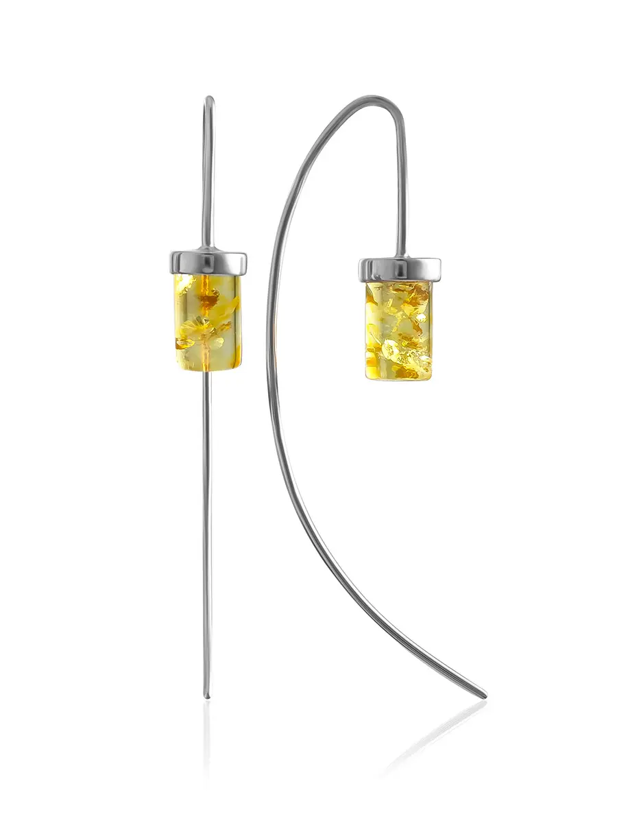 картинка Необычные серьги-крючки с лимонным янтарём «Скандинавия» в онлайн магазине