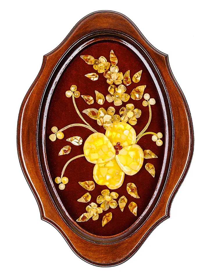 картинка Объёмная картина на бархате из натурального янтаря «Орхидея» 32 х 22 см в онлайн магазине