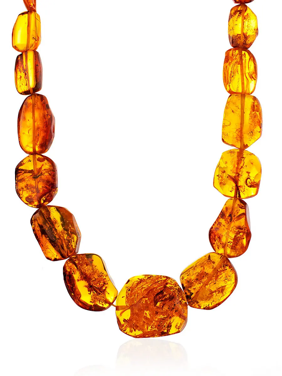 картинка Бусы из натурального цельного янтаря золотистого оттенка «Леденцы крупные» в онлайн магазине