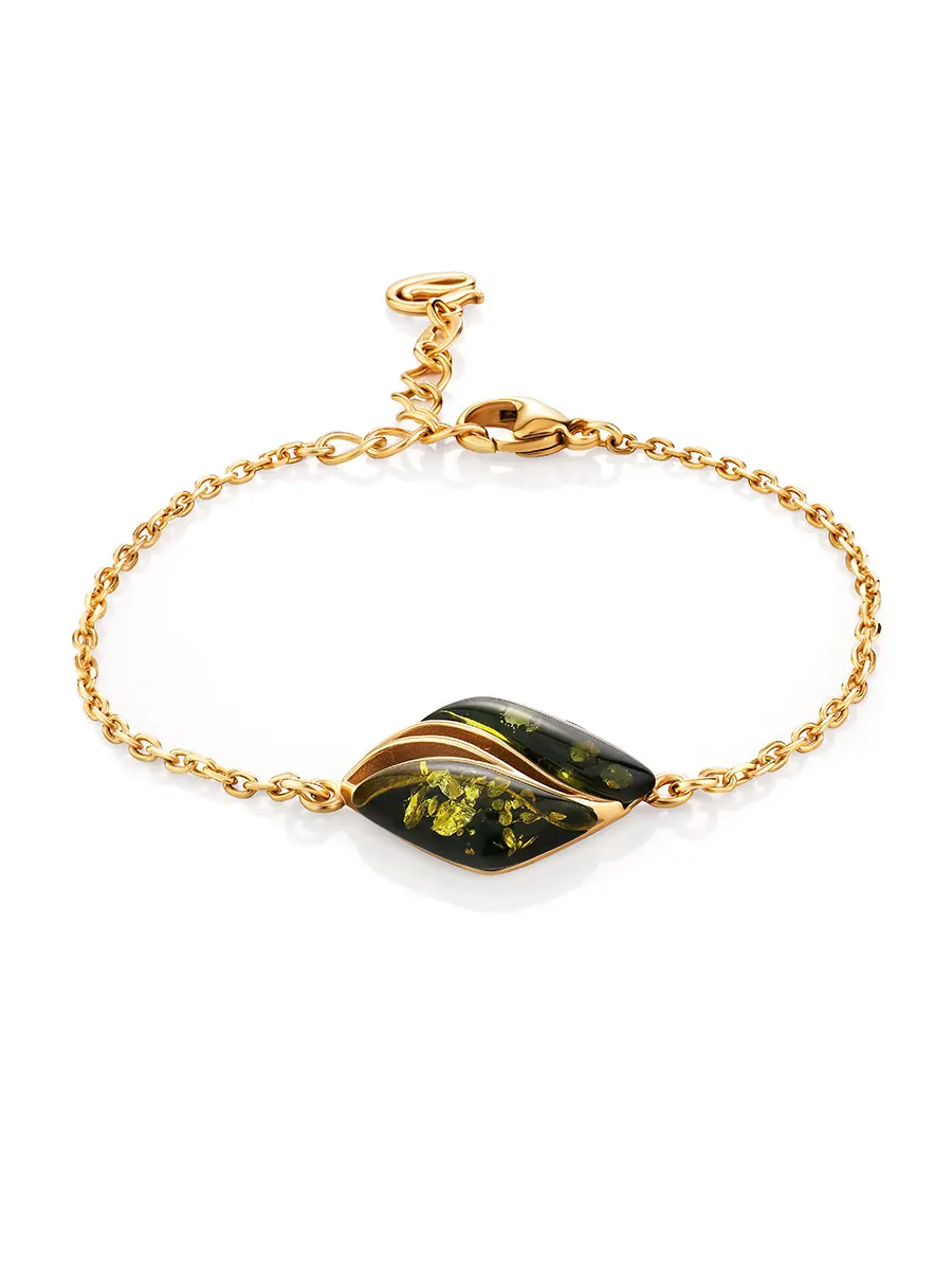 картинка Элегантный браслет, украшенный зелёным янтарём «Савой» в онлайн магазине