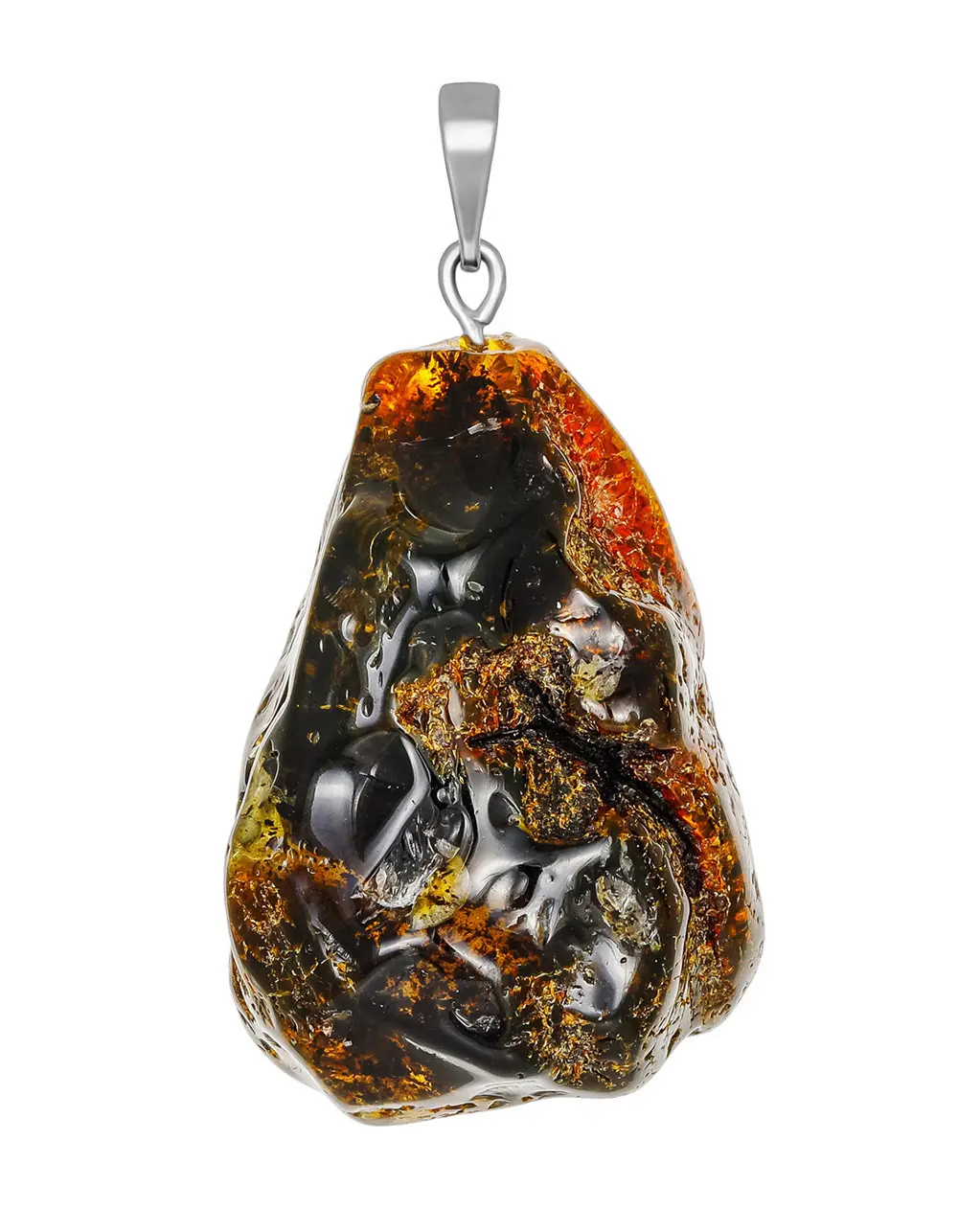 картинка Кулон из цельного натурального янтаря чёрного цвета в онлайн магазине