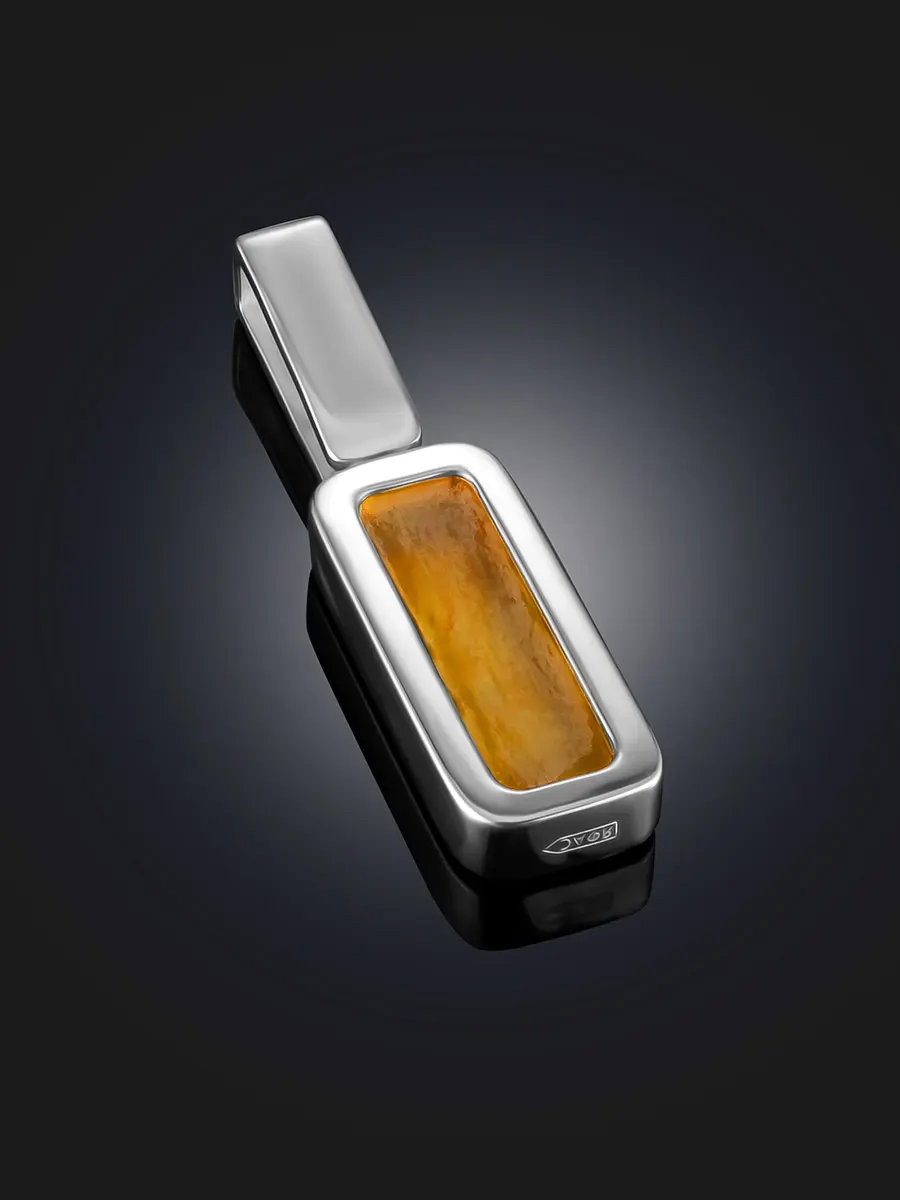 картинка Стильная подвеска London с лимонным янтарём в онлайн магазине