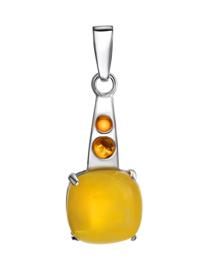 картинка Яркий кулон из серебра и натурального цельного янтаря «Троя» в онлайн магазине