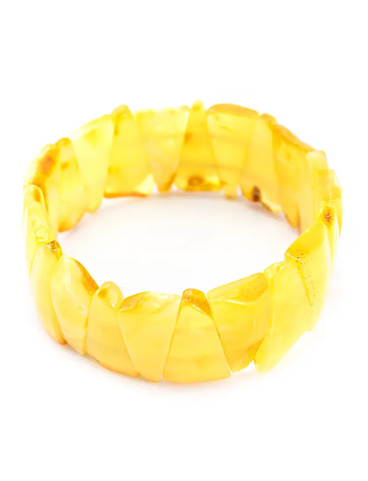 картинка Браслет из крупного янтаря светло-медового цвета «Дикие треугольники» в онлайн магазине
