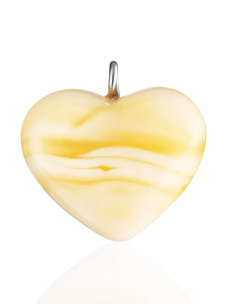 картинка Подвеска-сердце из натурального балтийского янтаря с природным рисунком в онлайн магазине