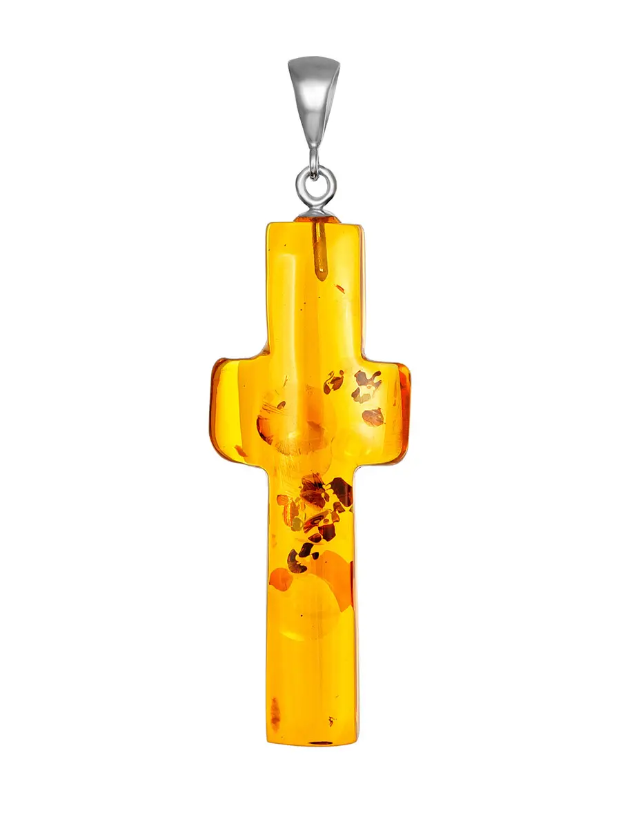 картинка Изящный крестик из цельного кусочка балтийского янтаря в онлайн магазине