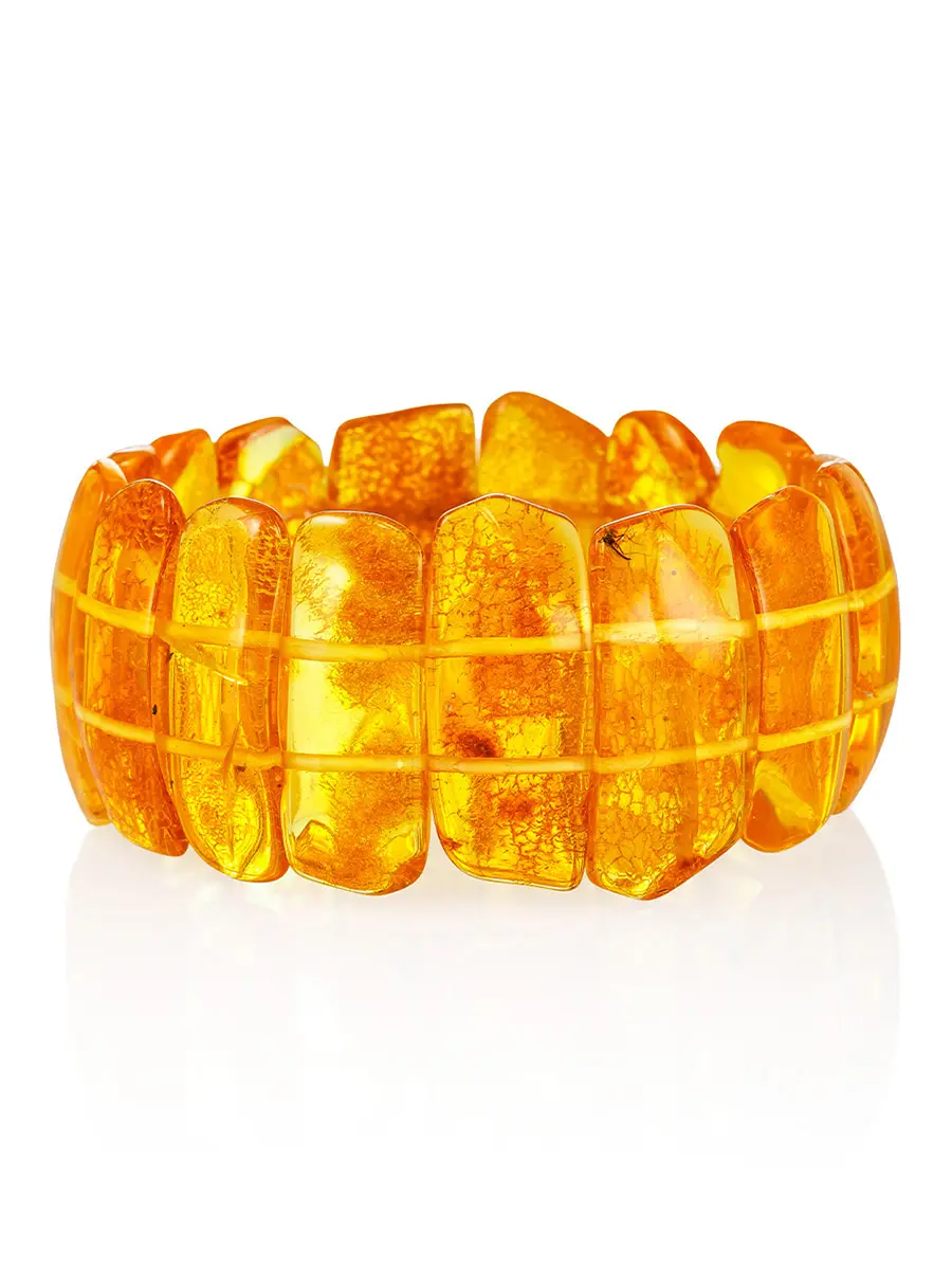 картинка Стильный браслет из натурального цельного янтаря «Помпеи» с инклюзом в онлайн магазине