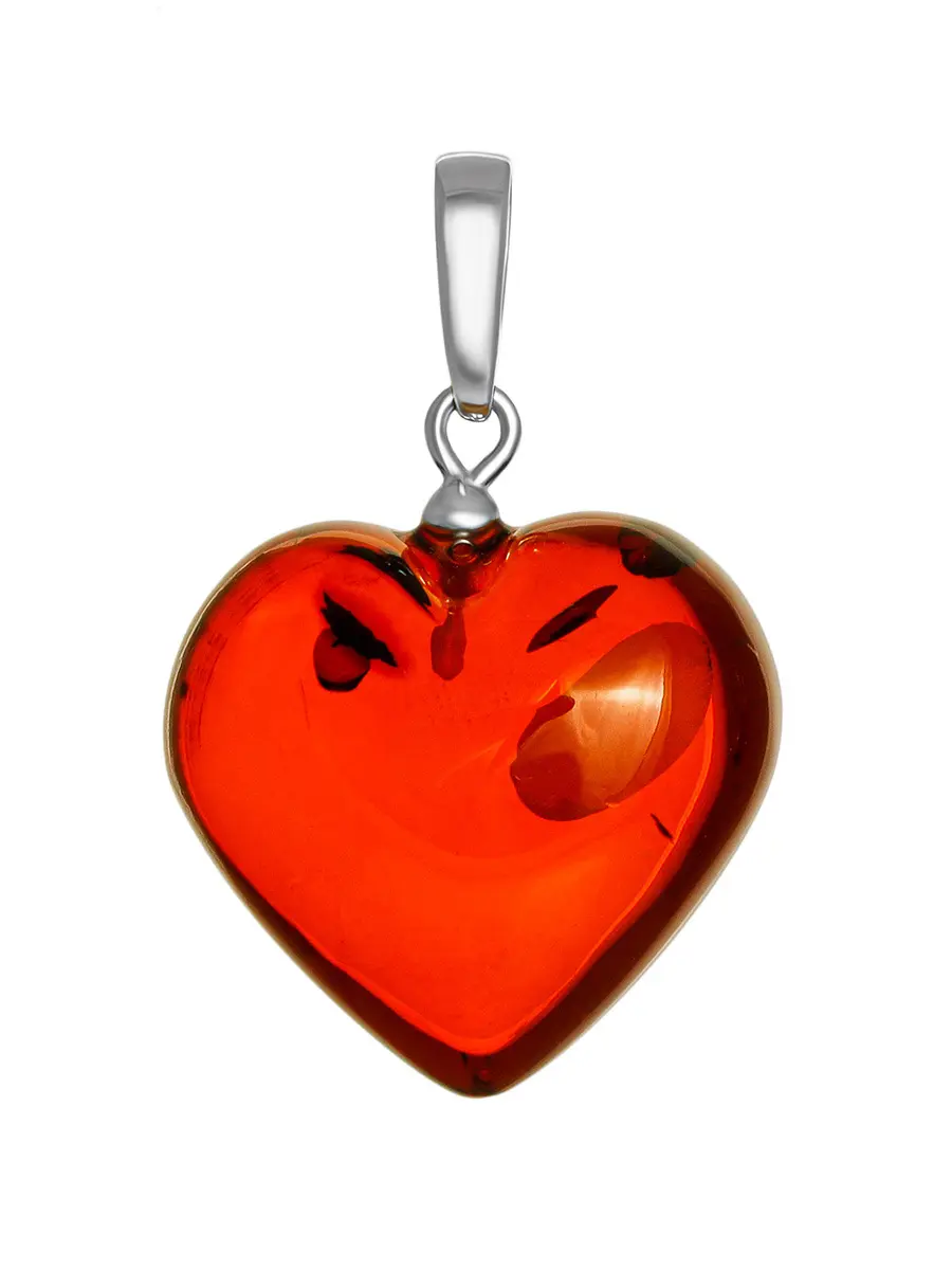 картинка Подвеска-сердце из цельного тёмно-коньячного янтаря в онлайн магазине