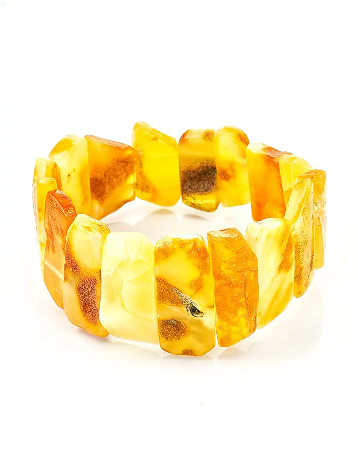 картинка Плоский браслет из натурального балтийского янтаря медового цвета в онлайн магазине