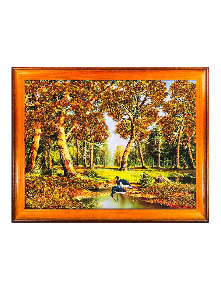 картинка Горизонтальная картина с натуральным янтарём «Летний день» в онлайн магазине