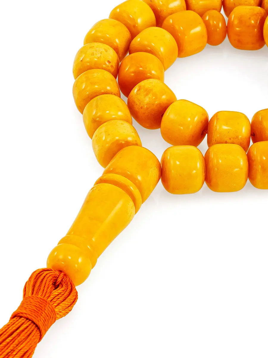картинка Чётки мусульманские из натурального формованного янтаря «Цилиндры медовые» в онлайн магазине