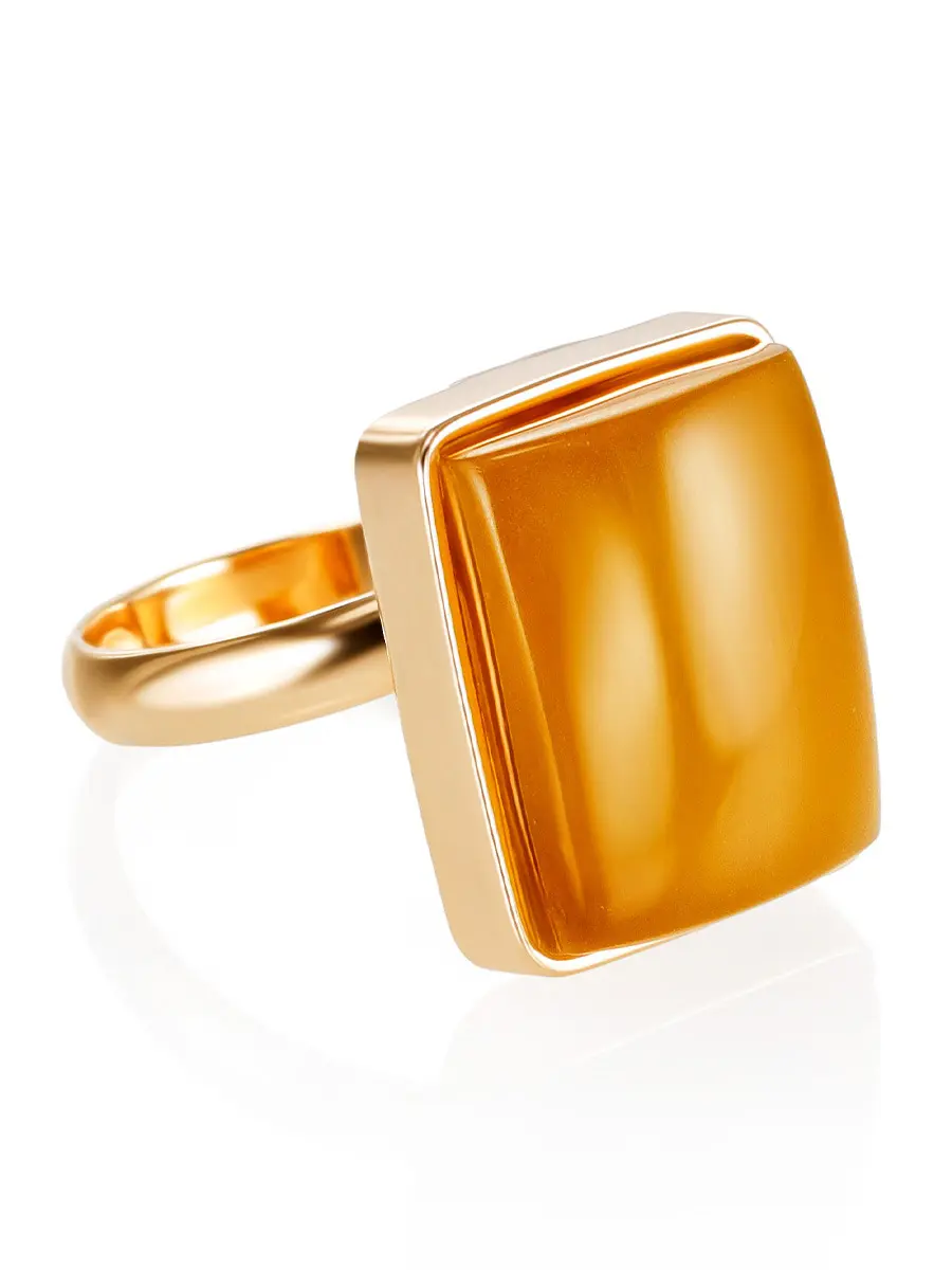 картинка Яркое геометрическое кольцо из натурального пейзажного янтаря в онлайн магазине