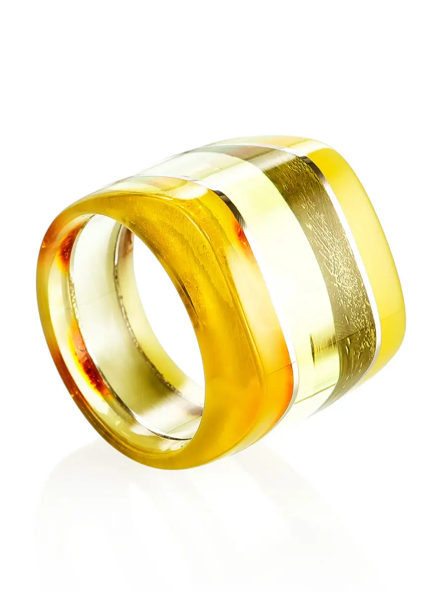картинка Эксклюзивное кольцо из натурального янтаря и нейзильбера «Индонезия» в онлайн магазине