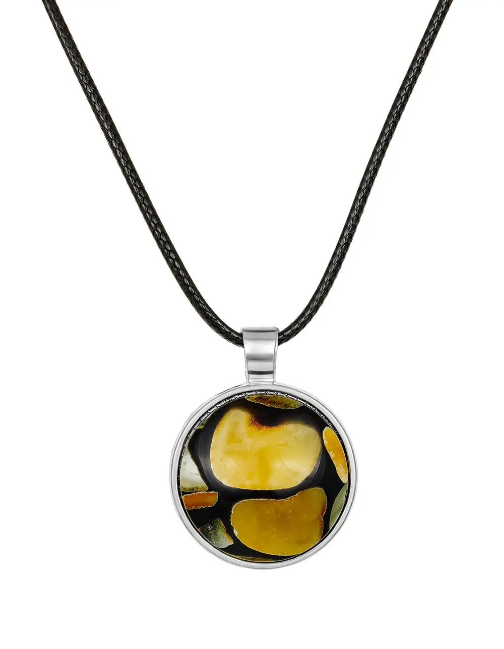 картинка Круглая подвеска «Далматин чёрный» на шнурке в онлайн магазине