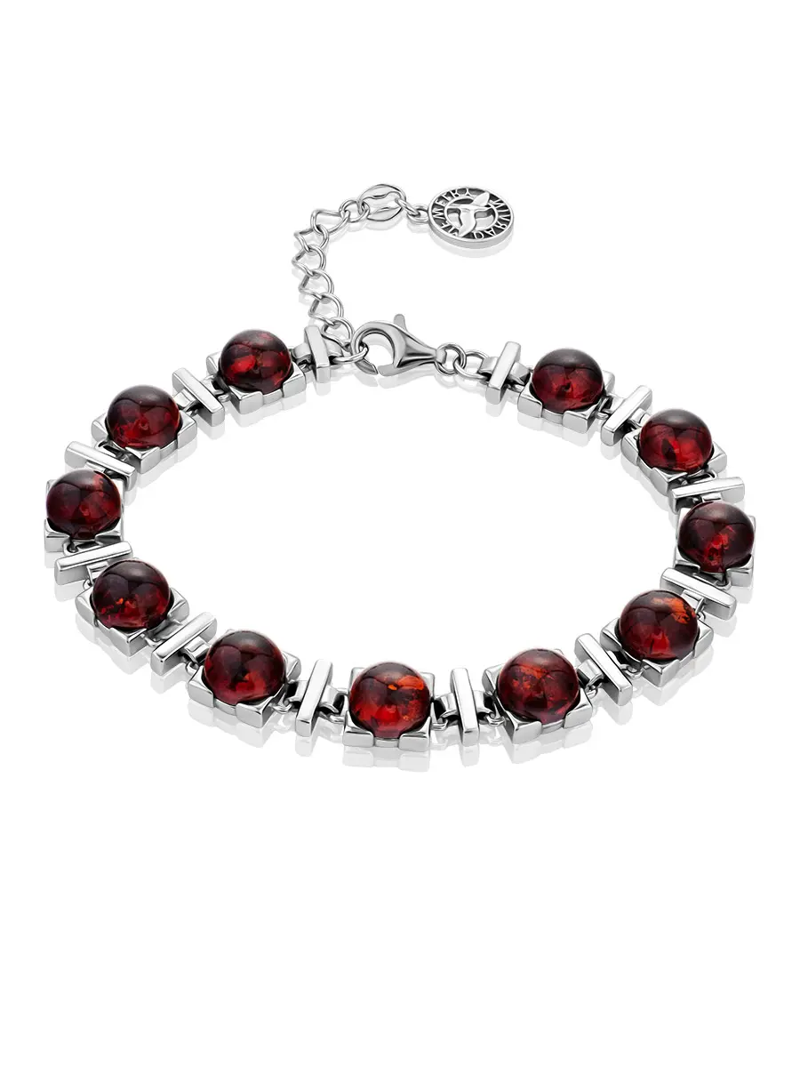картинка Стильный и яркий браслет с янтарём «Рондо» в онлайн магазине