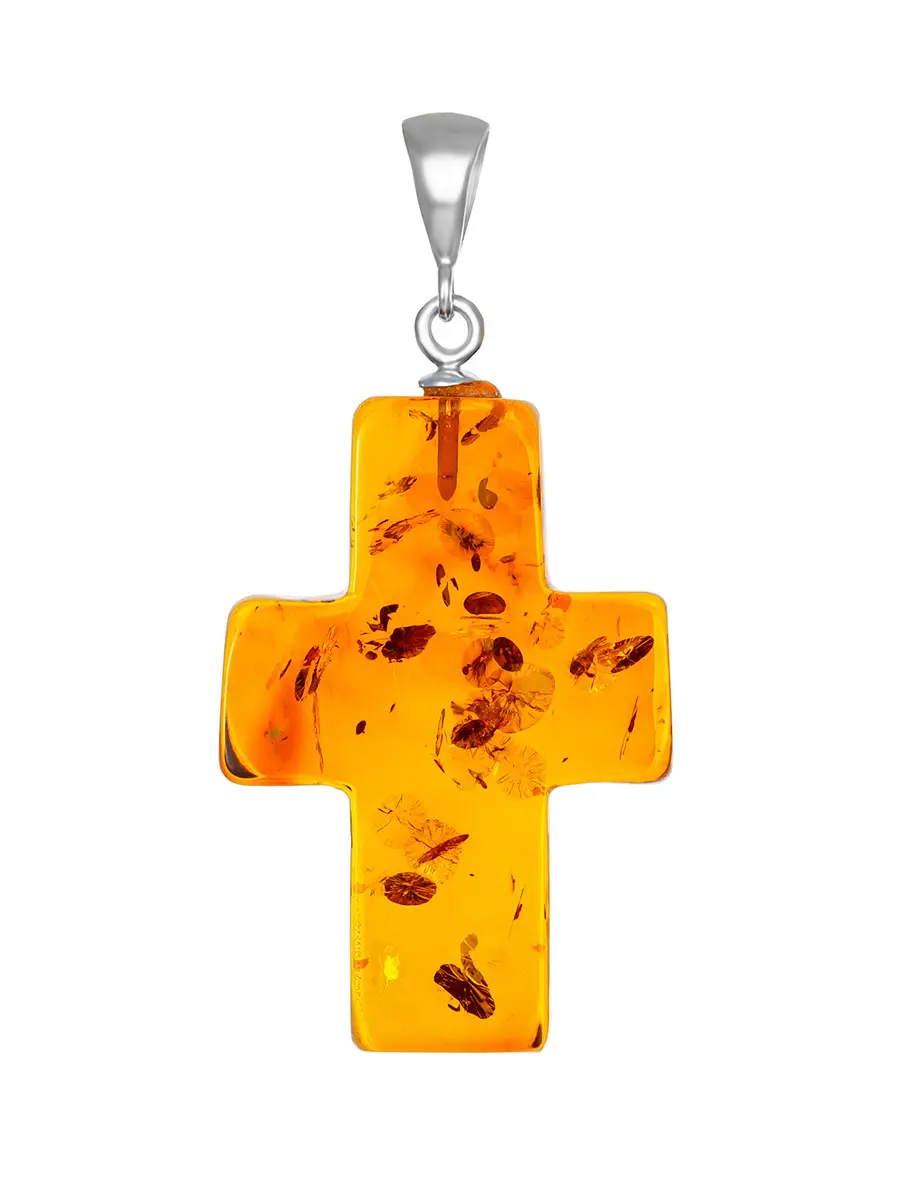 картинка Красивый крестик из натурального коньячного янтаря в онлайн магазине