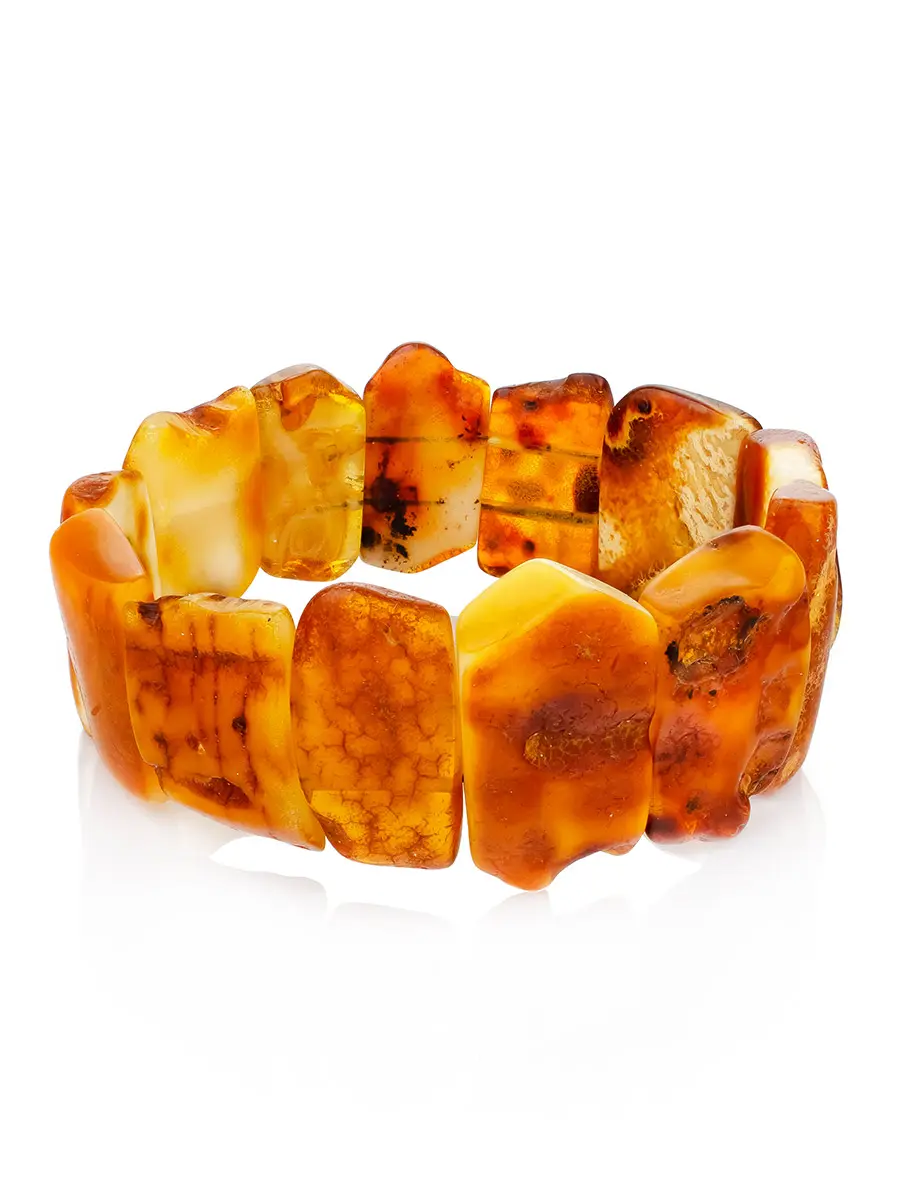 картинка Браслет из натурального медового янтаря с природной корочкой «Помпеи» в онлайн магазине