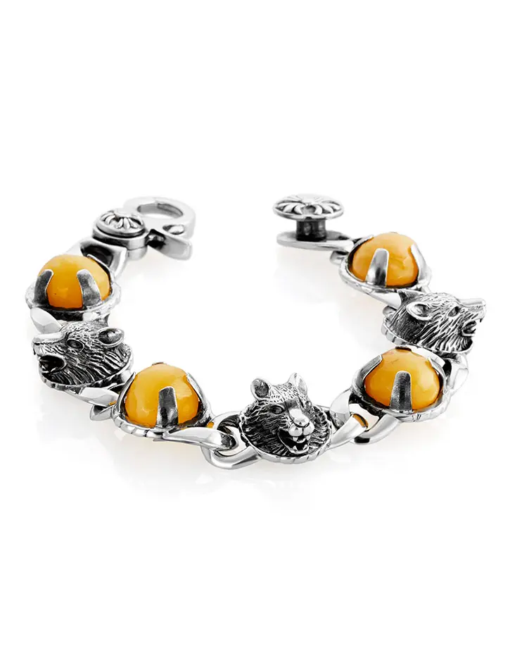 картинка Мужской браслет «Волкодав» из натурального янтаря медового цвета в онлайн магазине