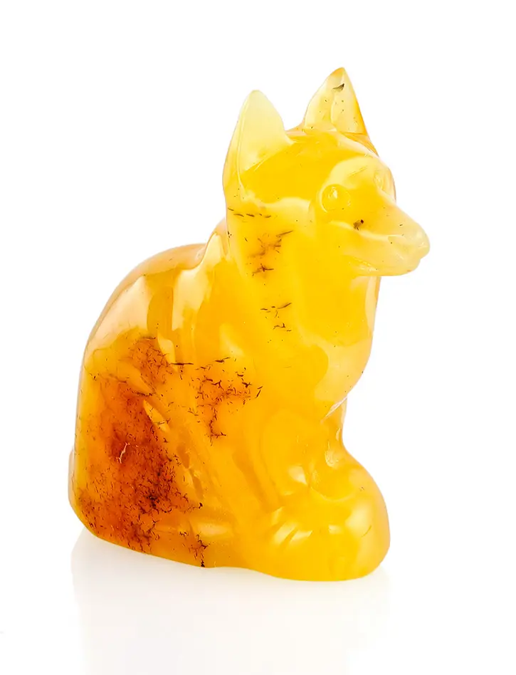 картинка Сувенирная резьба из натурального цельного янтаря «Волк» в онлайн магазине