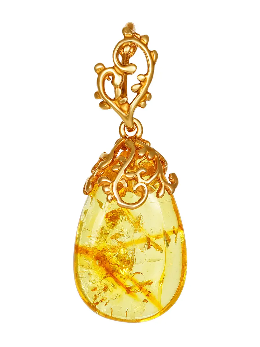картинка Яркая подвеска из прозрачного лимонного янтаря «Версаль» в онлайн магазине