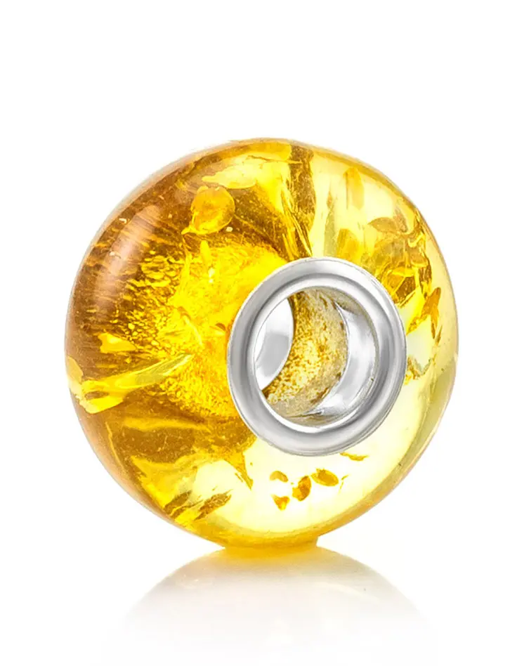 картинка Бусина-шарм для модульного браслета из натурального балтийского лимонного янтаря в онлайн магазине