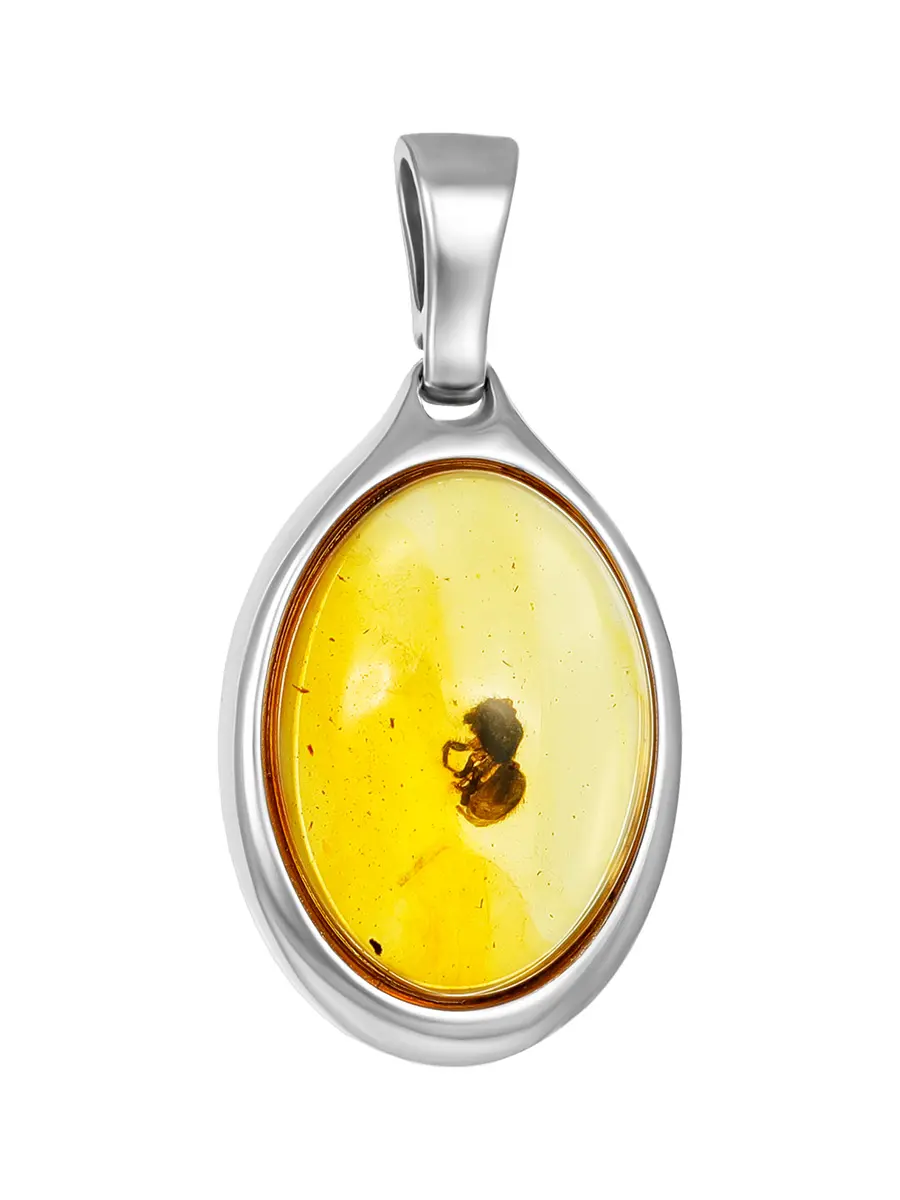 картинка Подвеска из ярко-лимонного янтаря с крупным инклюзом «Клио» в онлайн магазине