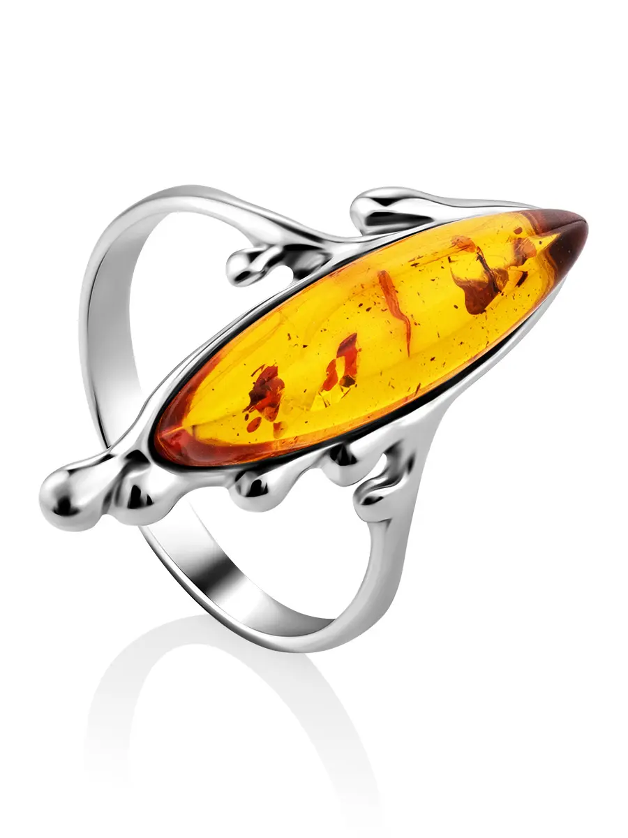 картинка Кольцо со вставкой из натурального коньячного янтаря  «Иллюзия» в онлайн магазине