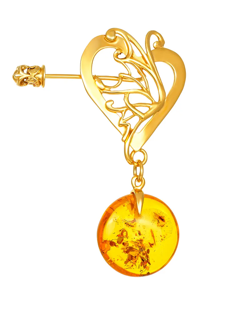картинка Яркая красивая брошь «Версаль» из золотисто-коньячного янтаря в онлайн магазине