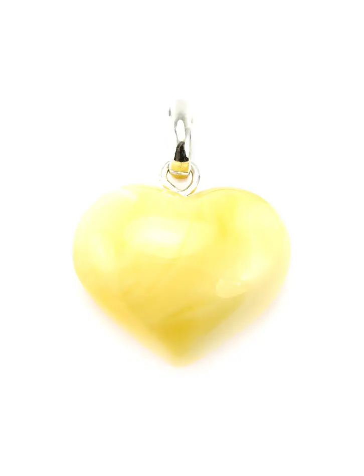 картинка Подвеска-сердце из натурального молочно-белого янтаря в онлайн магазине