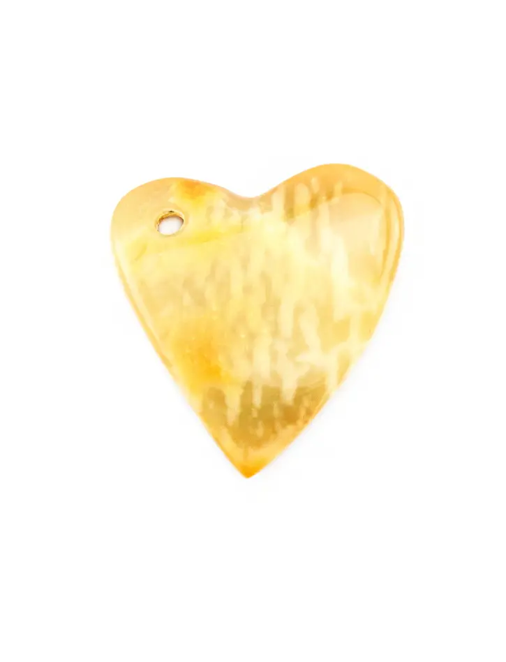 картинка Подвеска из натурального пейзажного янтаря «Сердце молочно-медовое» в онлайн магазине