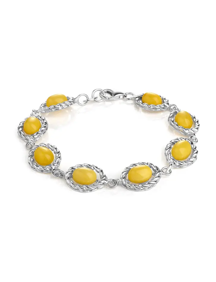 картинка Нарядный браслет из натурального янтаря медового цвета «Флоренция» в онлайн магазине