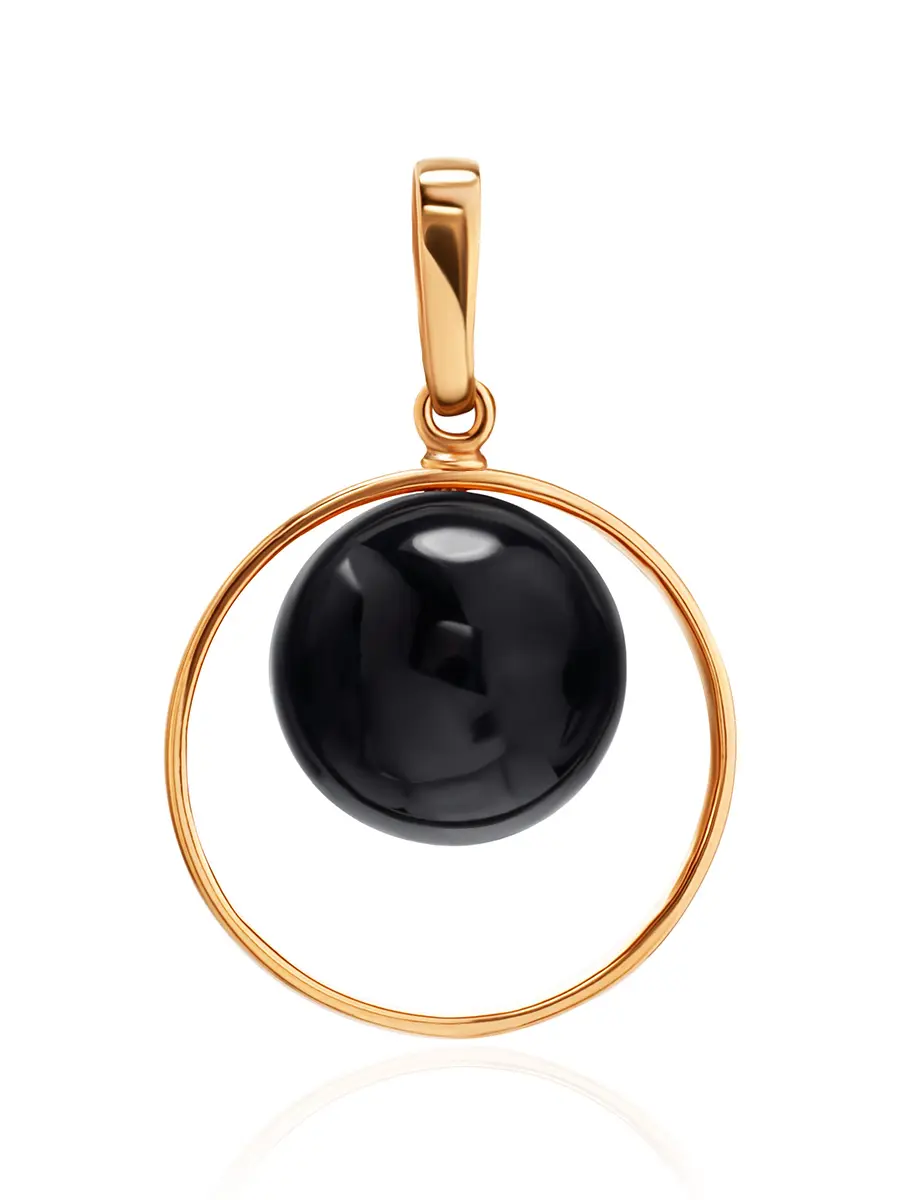 картинка Яркий позолоченный кулон из серебра с вишнёвым янтарём «Юпитер» в онлайн магазине