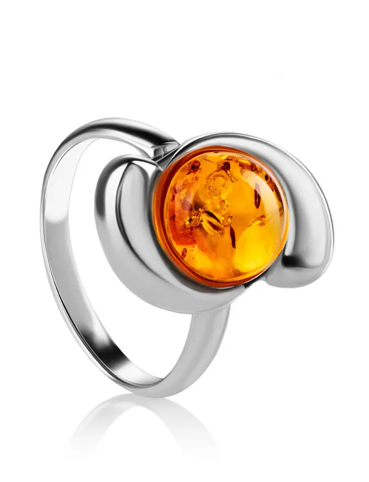 картинка Яркое кольцо из серебра и искрящегося янтаря «Арго» в онлайн магазине