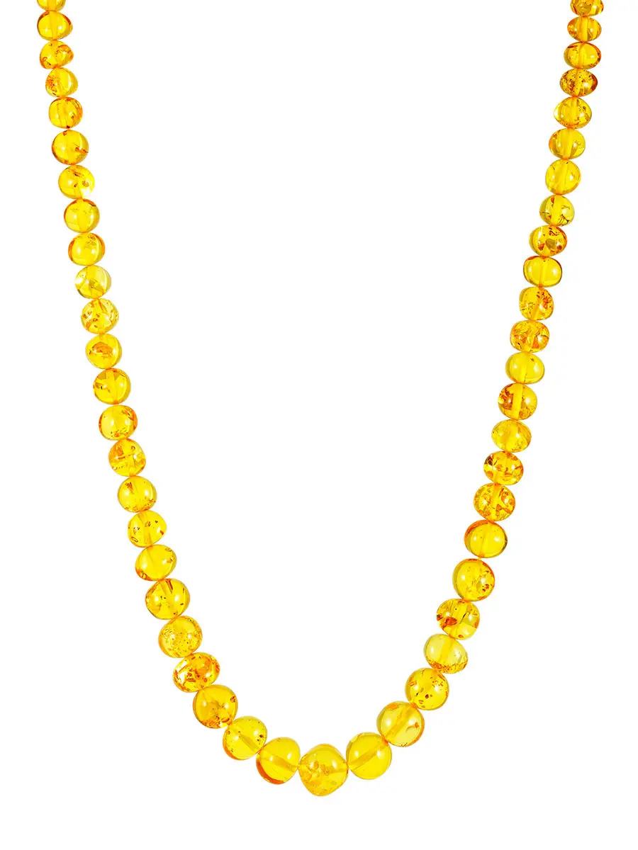 картинка Искрящиеся  бусы из натурального янтаря «Шар лимонный» в онлайн магазине