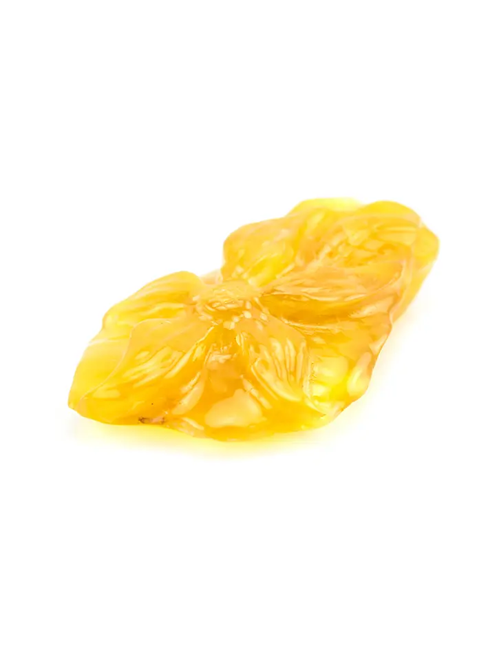 картинка Сувенир-резьба из натурального янтаря медового цвета «Цветок» 56х14 в онлайн магазине