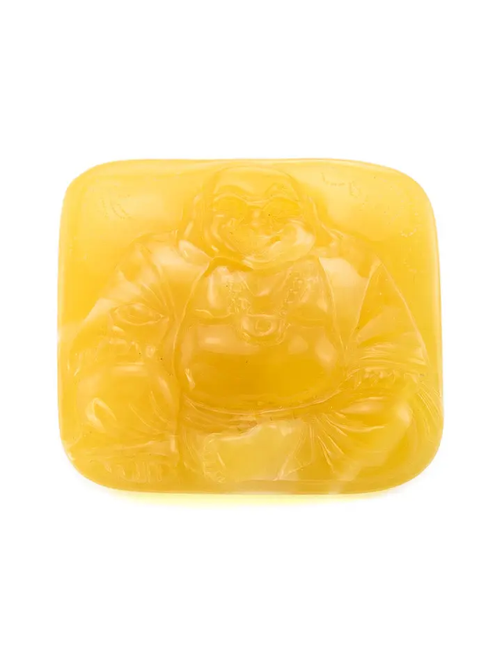 картинка Резное изображение Будды на плоском медовом янтаре «Хотэй» в онлайн магазине