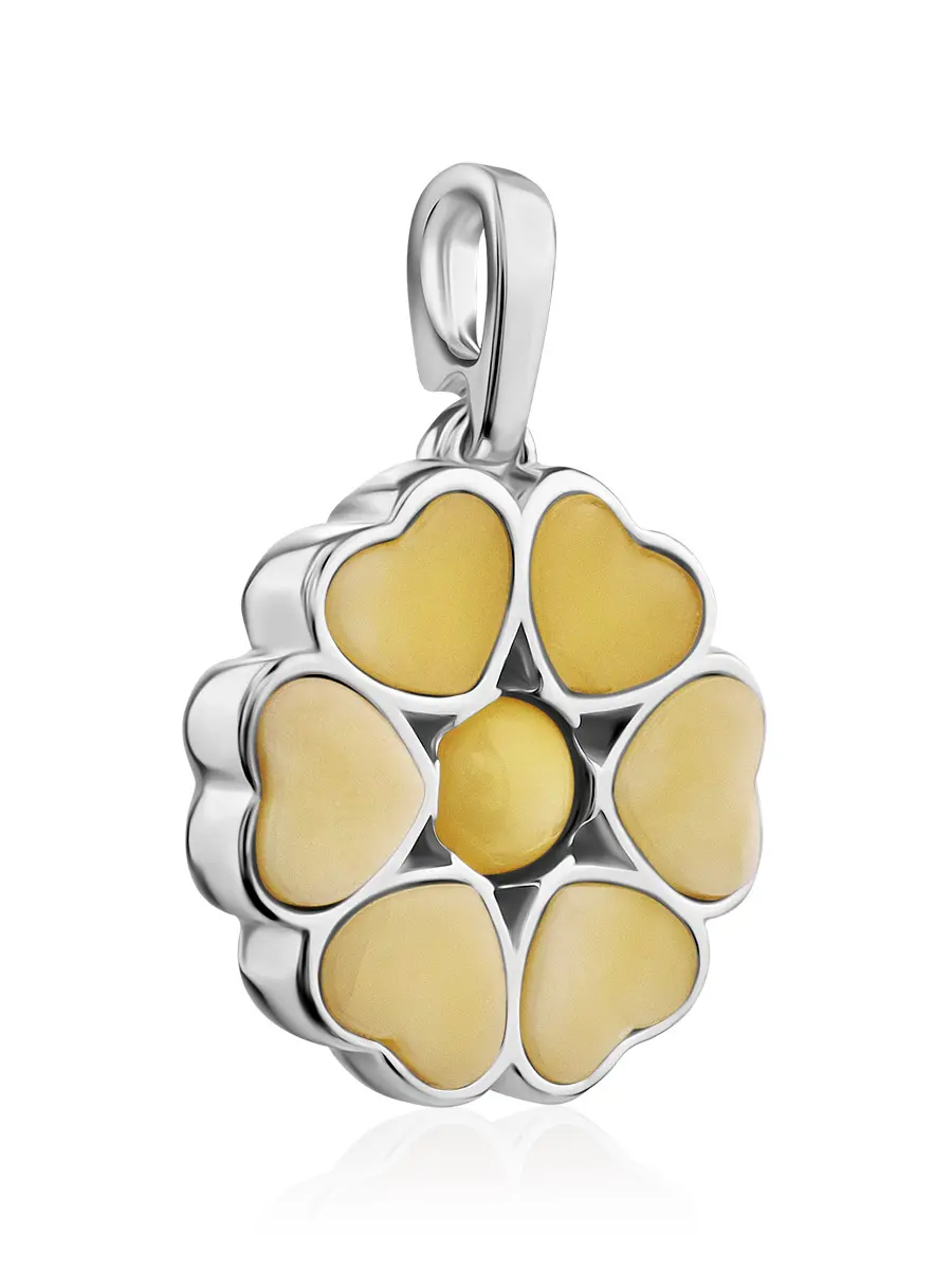 картинка Небольшой кулон из натурального янтаря медового цвета «Апрель» в онлайн магазине