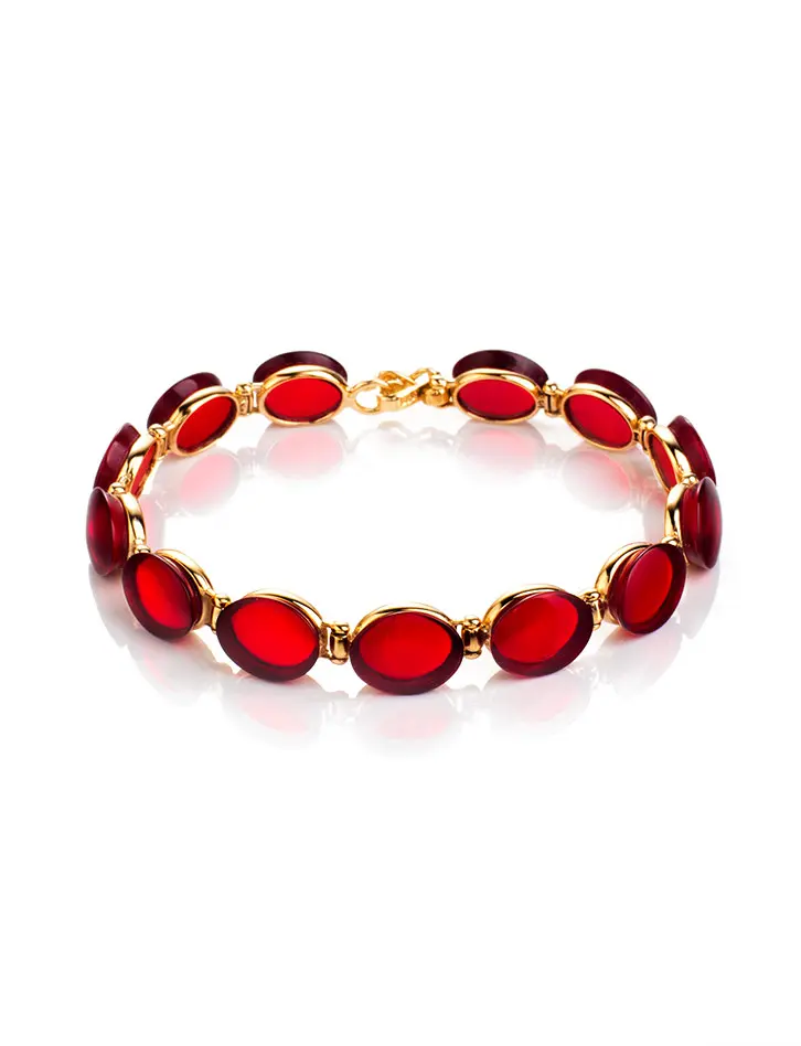 картинка Роскошный браслет из золота и красного янтаря «Сангрил» в онлайн магазине