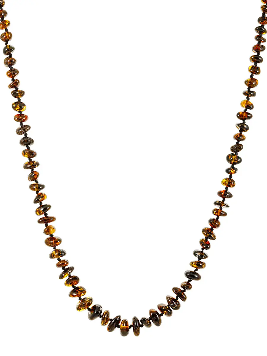 картинка Стильные бусы из натурального балтийского янтаря «Галька чёрная» в онлайн магазине