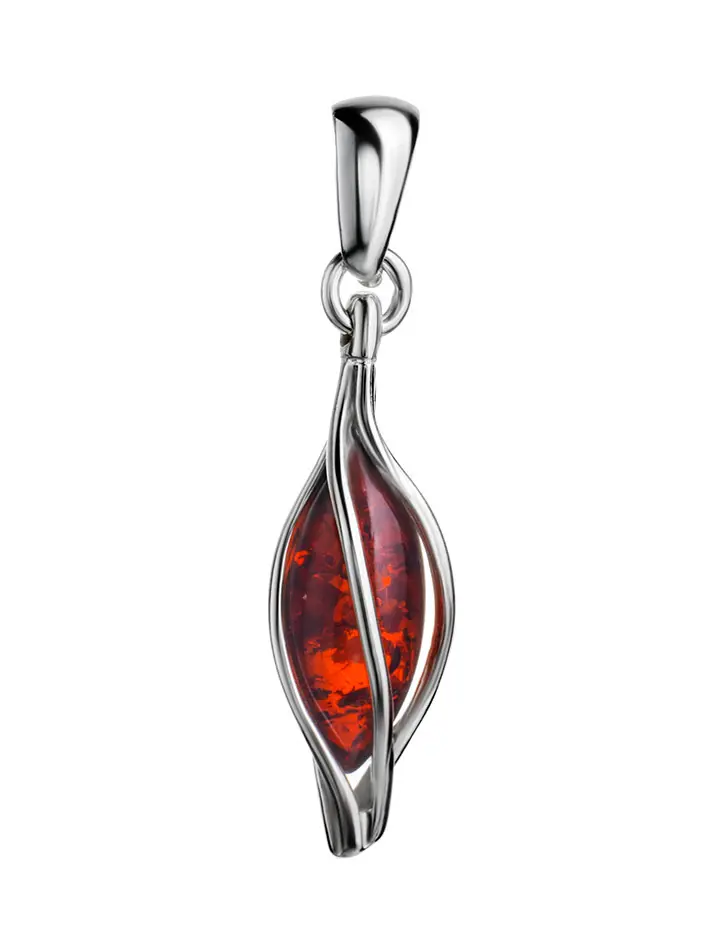 картинка Лёгкий ажурный кулон из вишнёвого янтаря «Алжир» в онлайн магазине