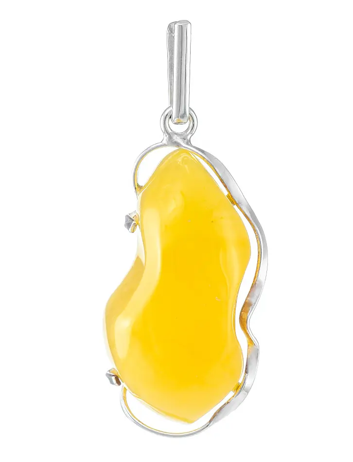 картинка Серебряный кулон с янтарём красивого медового цвета «Лагуна» в онлайн магазине