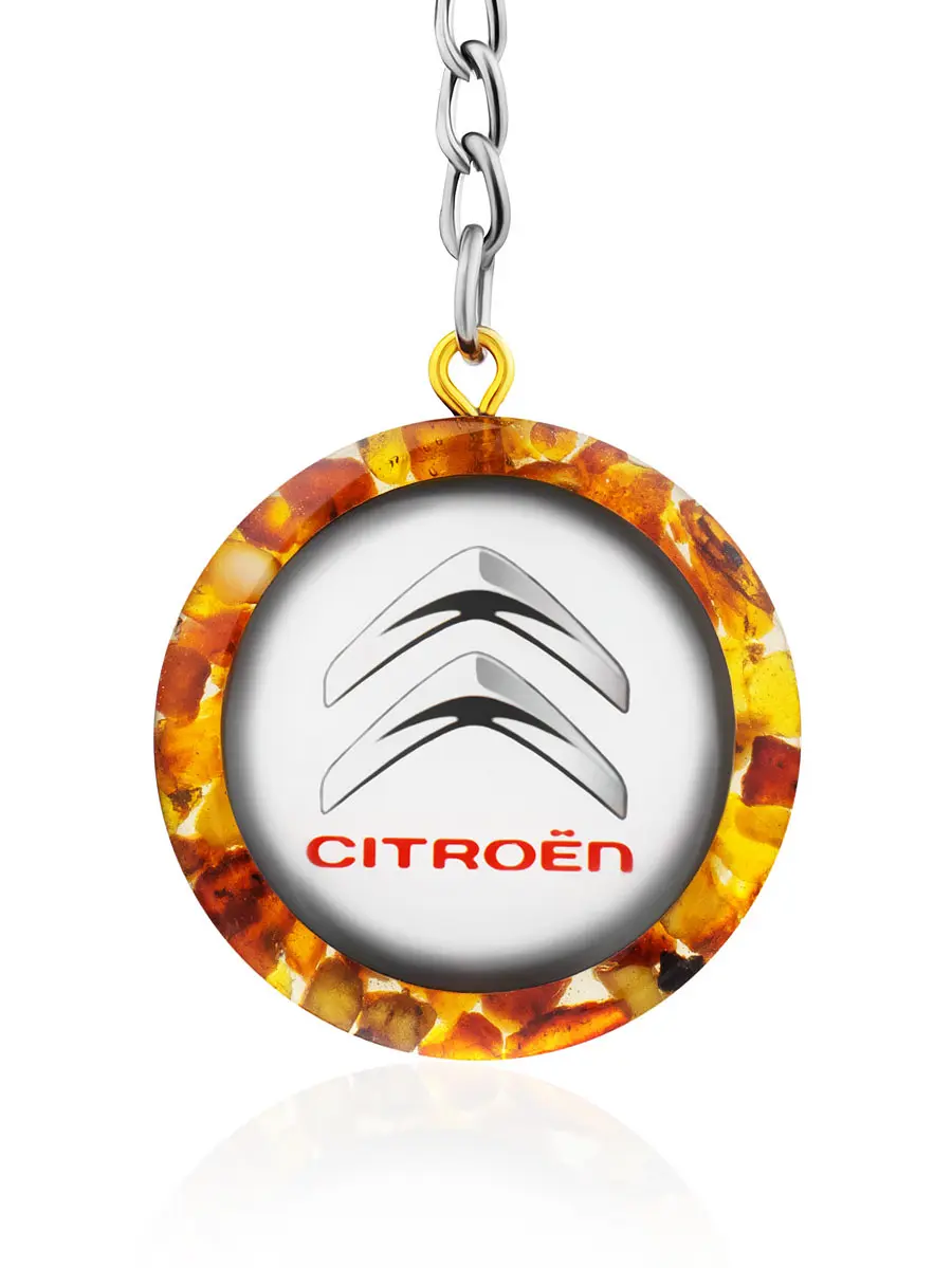картинка Брелок для автомобильных ключей с мозаикой из янтаря «Ситроен» в онлайн магазине
