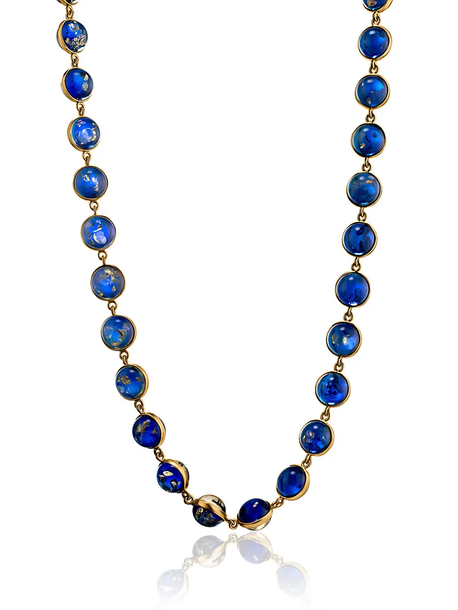 картинка Необычное ожерелье с ярко-синим балтийским янтарём «Сорбонна» в онлайн магазине
